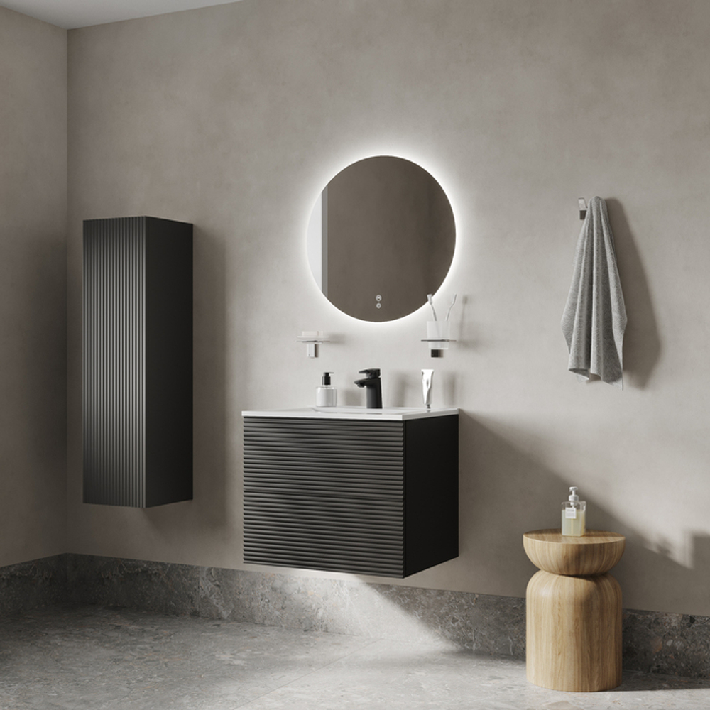 Тумба с умывальником IDDIS Bild, подвесная, 60 см, темно-серый, BIL60G0i95K