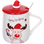 Кружка керамическая 450мл «Новый год» с крышкой и ложкой