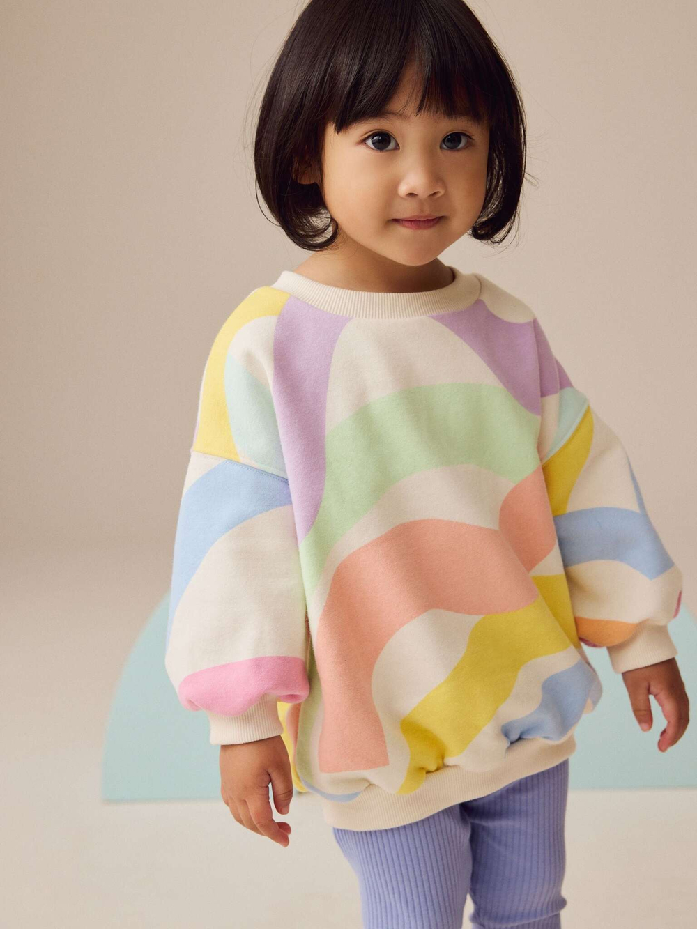 Толстовка и легинсы в комплекте для девочки Next E54-952, Молочный, Сиреневый