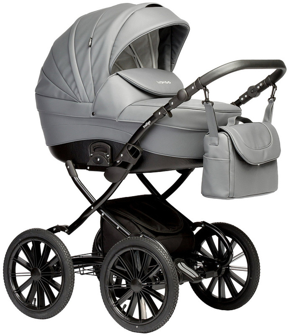Детская коляска Indigo Special Plus 3 в 1 с автокреслом Avionaut Cosmo Is09 т.серая кожа