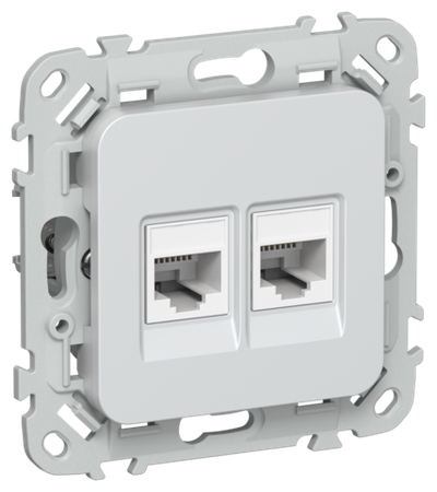 FLITE Розетка 2-местная RJ45/RJ11 категория 5Е/3 UTP РКТ5е/3-2-0-ФлЖ жемчуг IEK