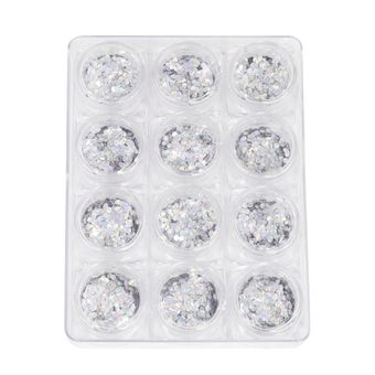 Декор для ногтей, камифубуки, серебристые-хамелеон, один размер, 12 шт