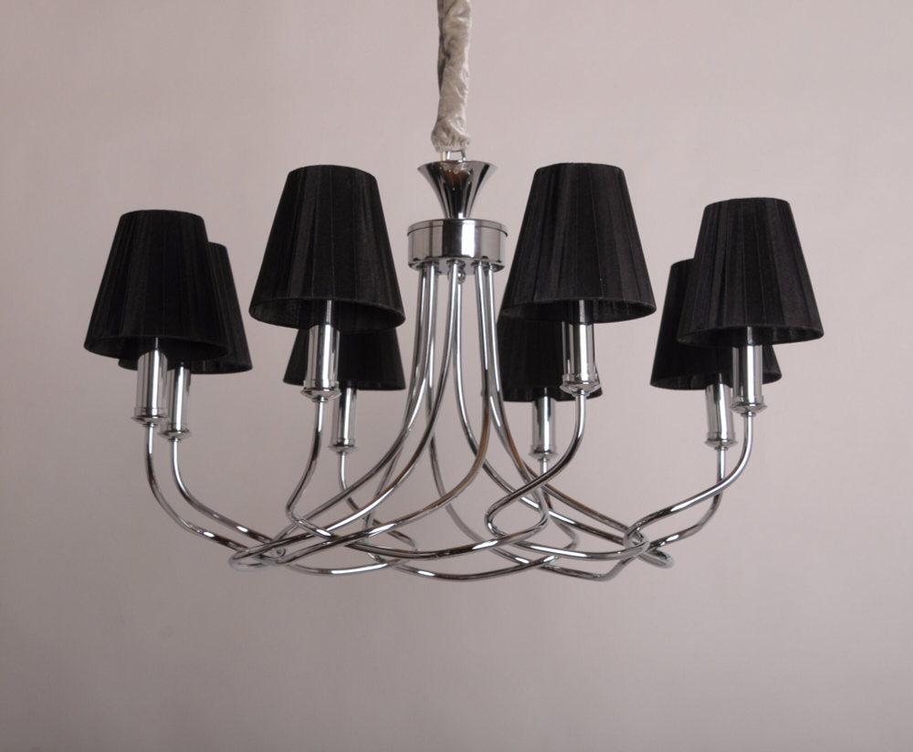 Подвесная люстра Abrasax Anke с абажурами из ткани, 8 ламп, площадь освещения 18 кв м