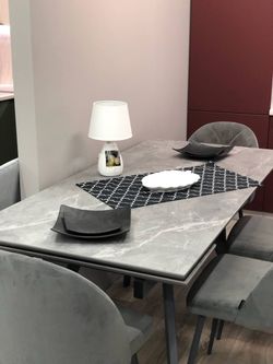 Стол "Рене", (Серый Мрамор/Черный)