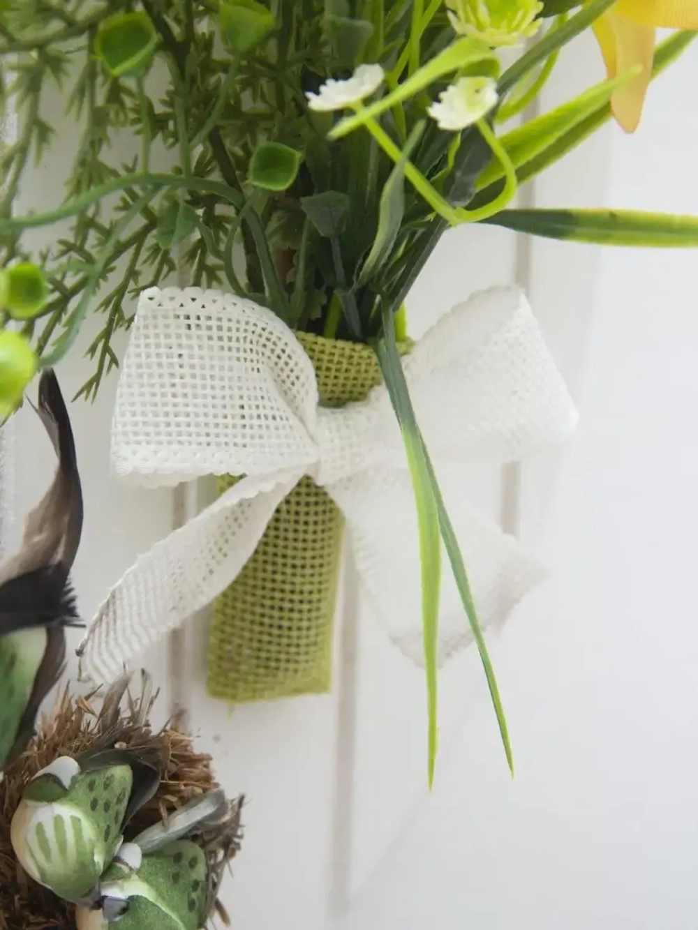 Панно "Птички" с искусственными цветами 36*28 см