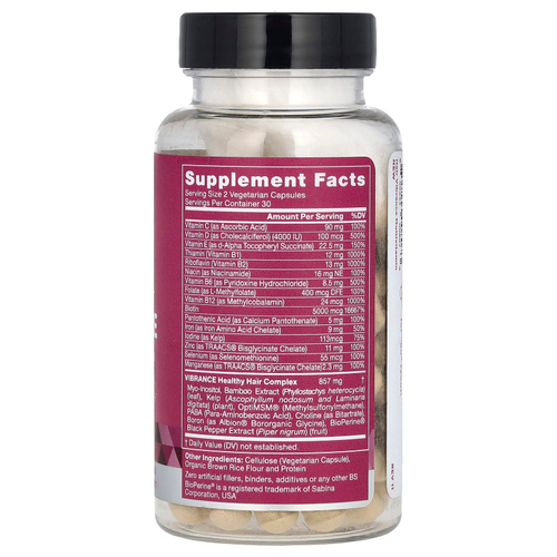 Eu Natural, Hair Vibrance, мультивитамины для волос и биотин, 60 вегетарианских капсул