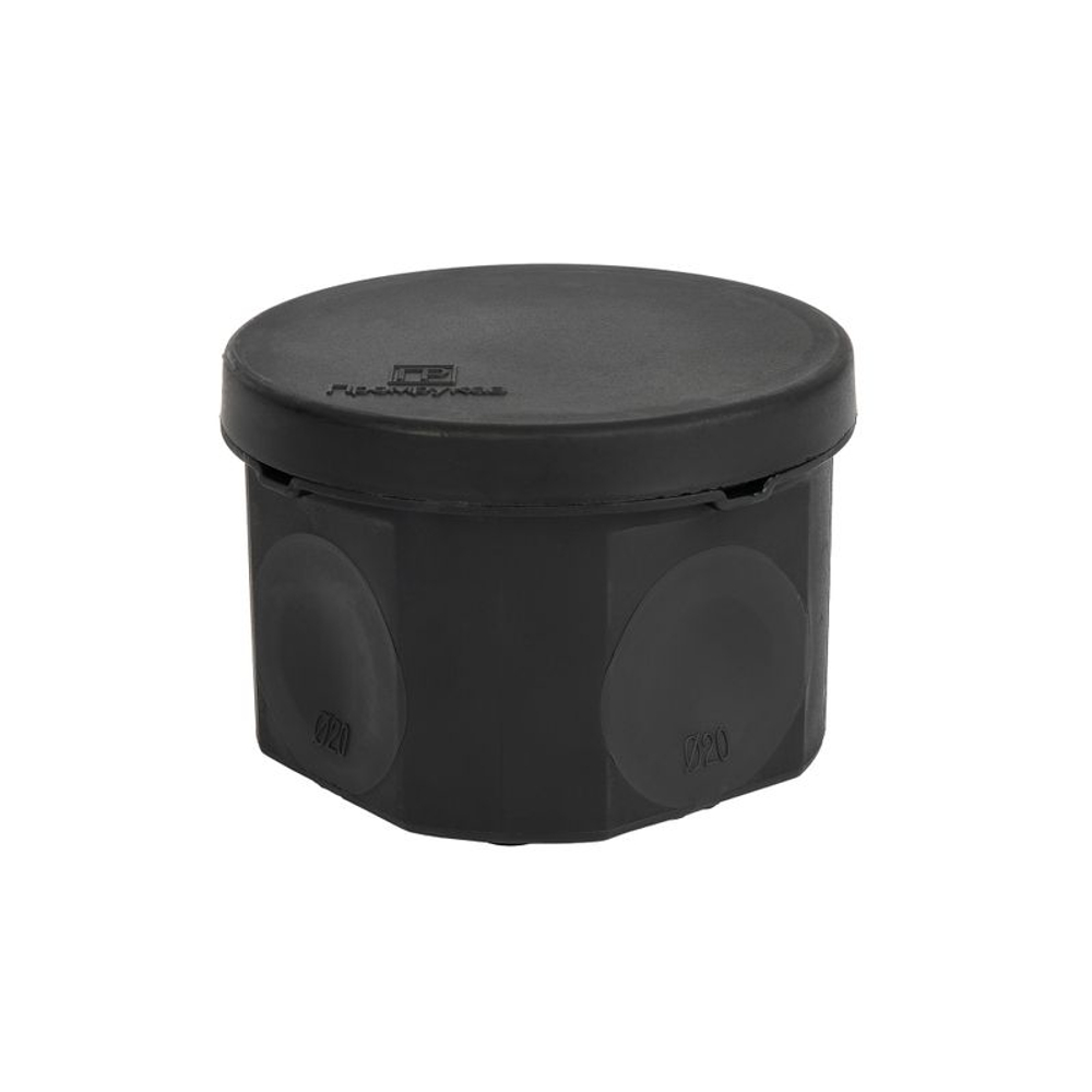 Коробка распределительная накладная круглая Промрукав 70х50 мм IP66 черная