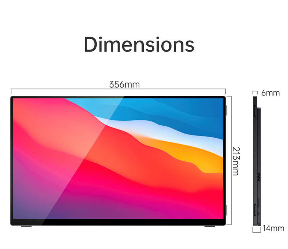 15.6" Портативный монитор VCHANCE FHD IPS 1920x1080, 60 Гц