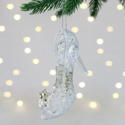 Подвеска «Туфелька королевы» 8*5*10 см, Белый/Золотой блеск