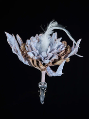 Декоративный цветок Дворцовый Пион, 24х15 см., серый с коричневым, на клипсе, Christmas DeLuxe (88925)