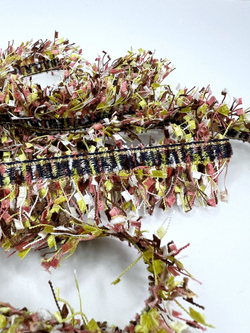 Тесьма с бахромой твидовая букле травка 35мм (1,5м в уп)