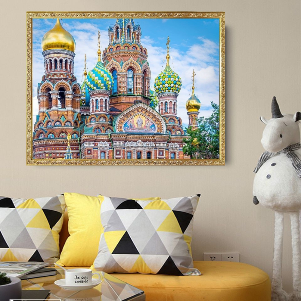 Алмазная мозаика на подрамнике Храм Спас на крови 30х40