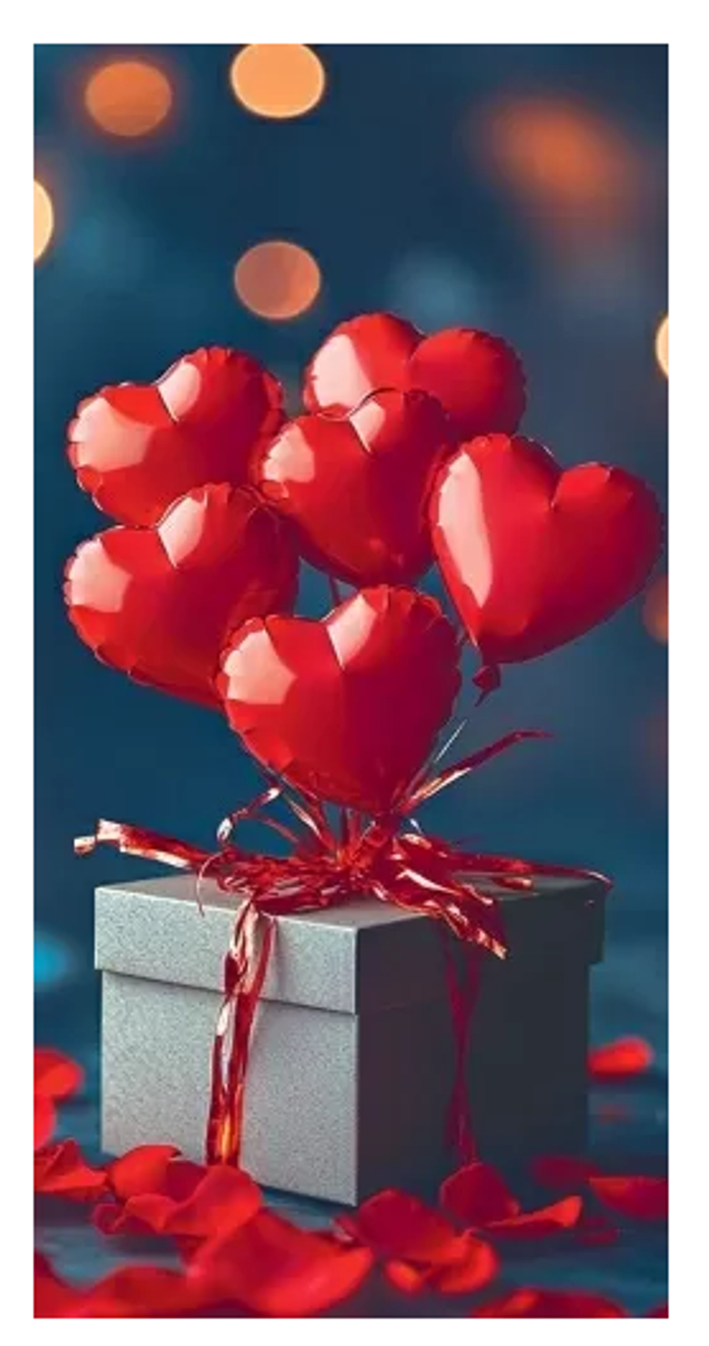 Конверт для денег без надписи (красные сердечки с подарком)