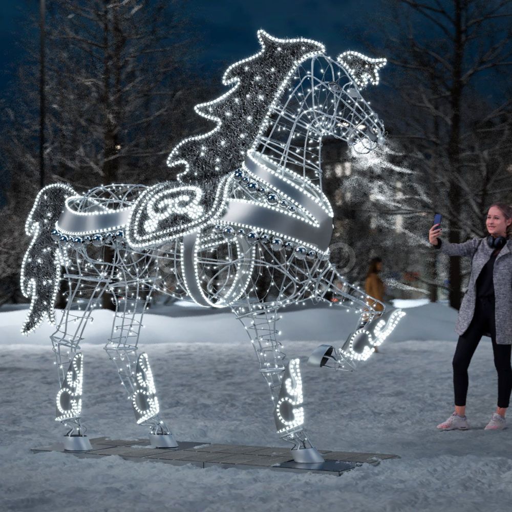 Светодиодная конструкция "Лошадь с санями"