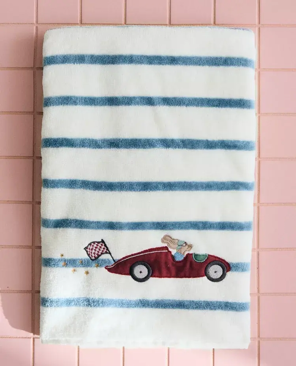 ZARA HOME ДЕТСКОЕ ПОЛОТЕНЦЕ С ВЫШИВКОЙ, СИНИЙ