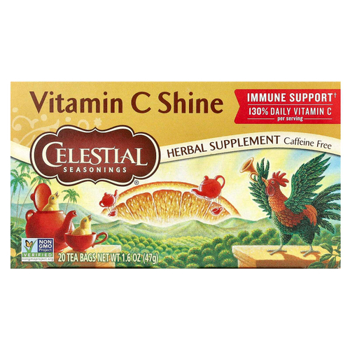 Celestial Seasonings, Vitamin C Shine, без кофеина, 20 чайных пакетиков, 47 г (1,6 унции)