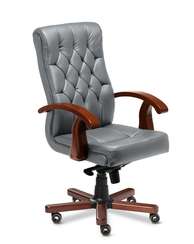 Кресло для руководителя Darwin B серая кожа