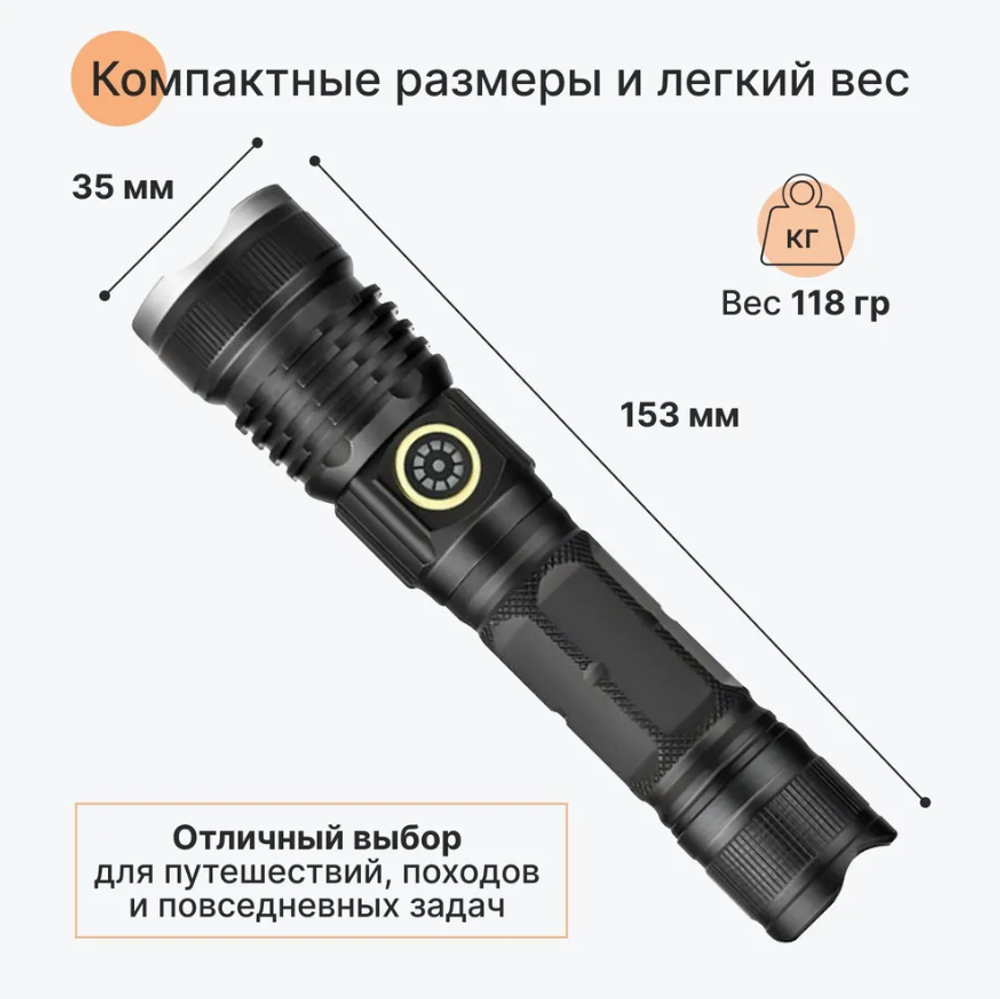 Фонарь ручной светодиодный аккумуляторный A79-P50