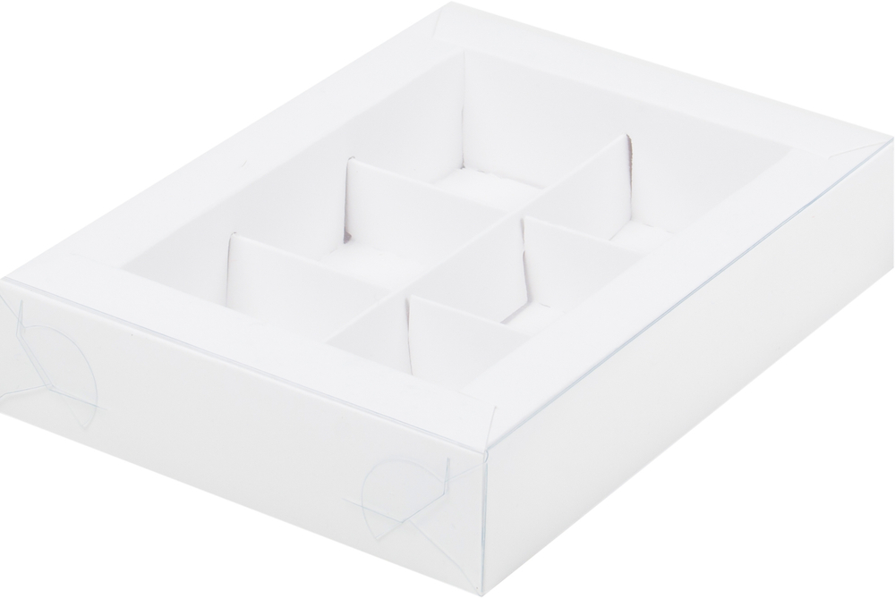 Коробка для 6 конфет, белая с окном