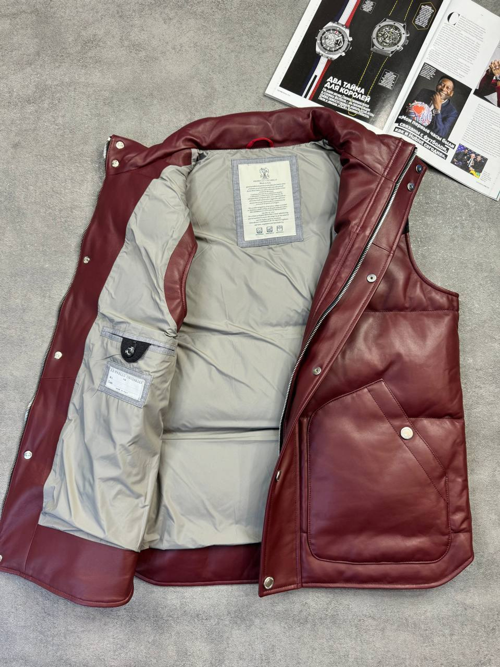 Жилет кожаный Brunello Cucinelli