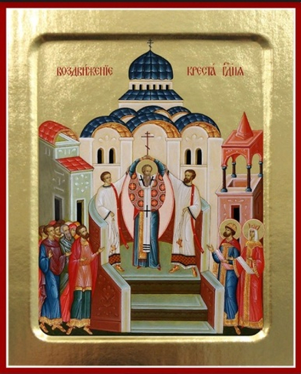 Икона Воздвижения Креста Господня на дереве: 125 х 160 (Синопсисъ)