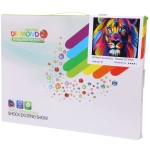 Алмазная мозаика на подрамнике с полным заполнением «МИР ЯРКИХ КРАСОК», красочный лев, 30*40см