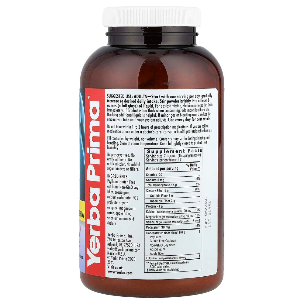 Yerba Prima, Формула для ухода за кишечником с пребиотиками, 340 г (12 унций)