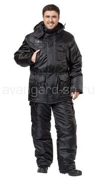 Костюм зимний "Охрана" полукомбинезон (черный)