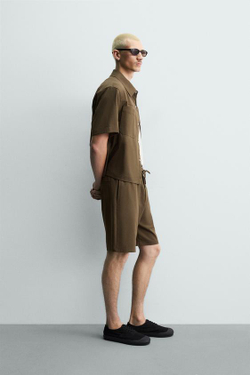 ZARA ТЕХНИЧЕСКИЕ ШОРТЫ RELAXED FIT, ТАБАЧНЫЙ
