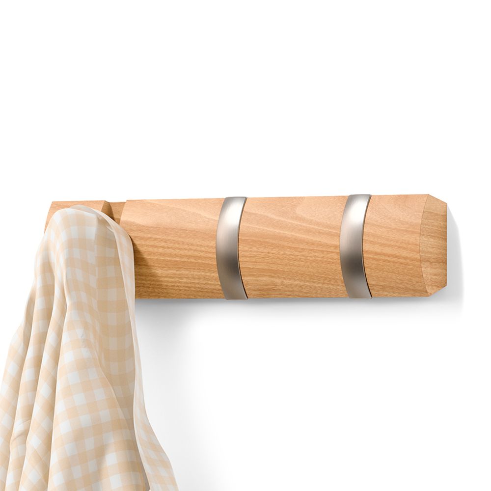 Вешалка настенная Flip, 3 крючка, натуральное дерево