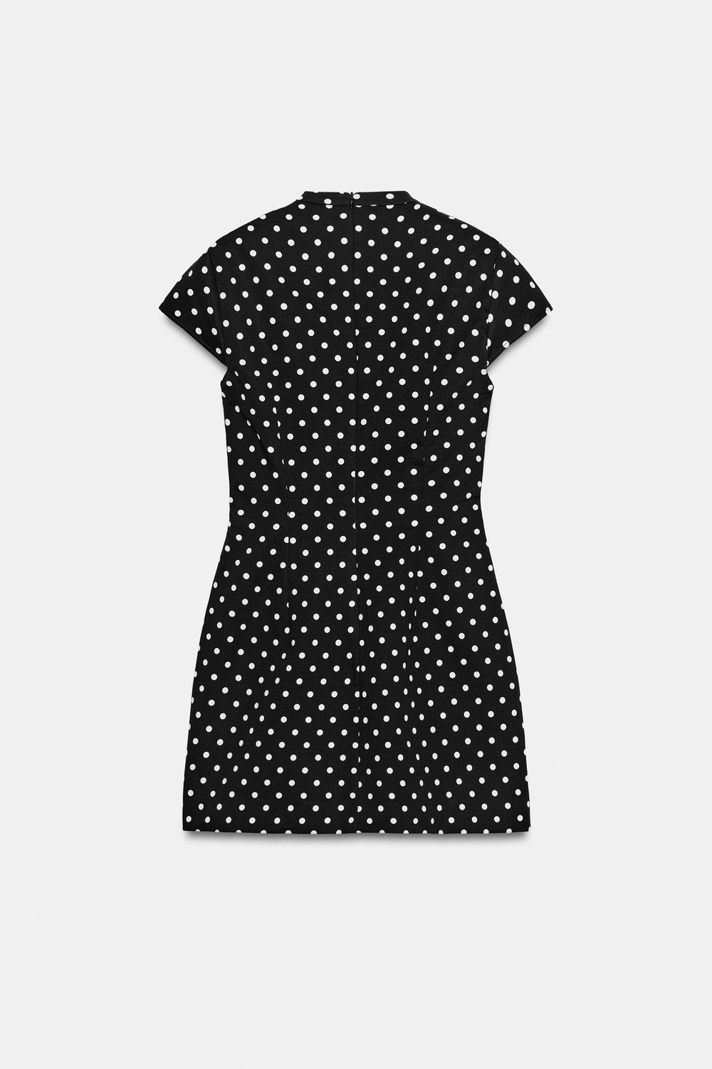 ZARA КОРОТКОЕ ПЛАТЬЕ В ГОРОШЕК С ЗАВЯЗКАМИ, ЧЕРНЫЙ/БЕЛЫЙ