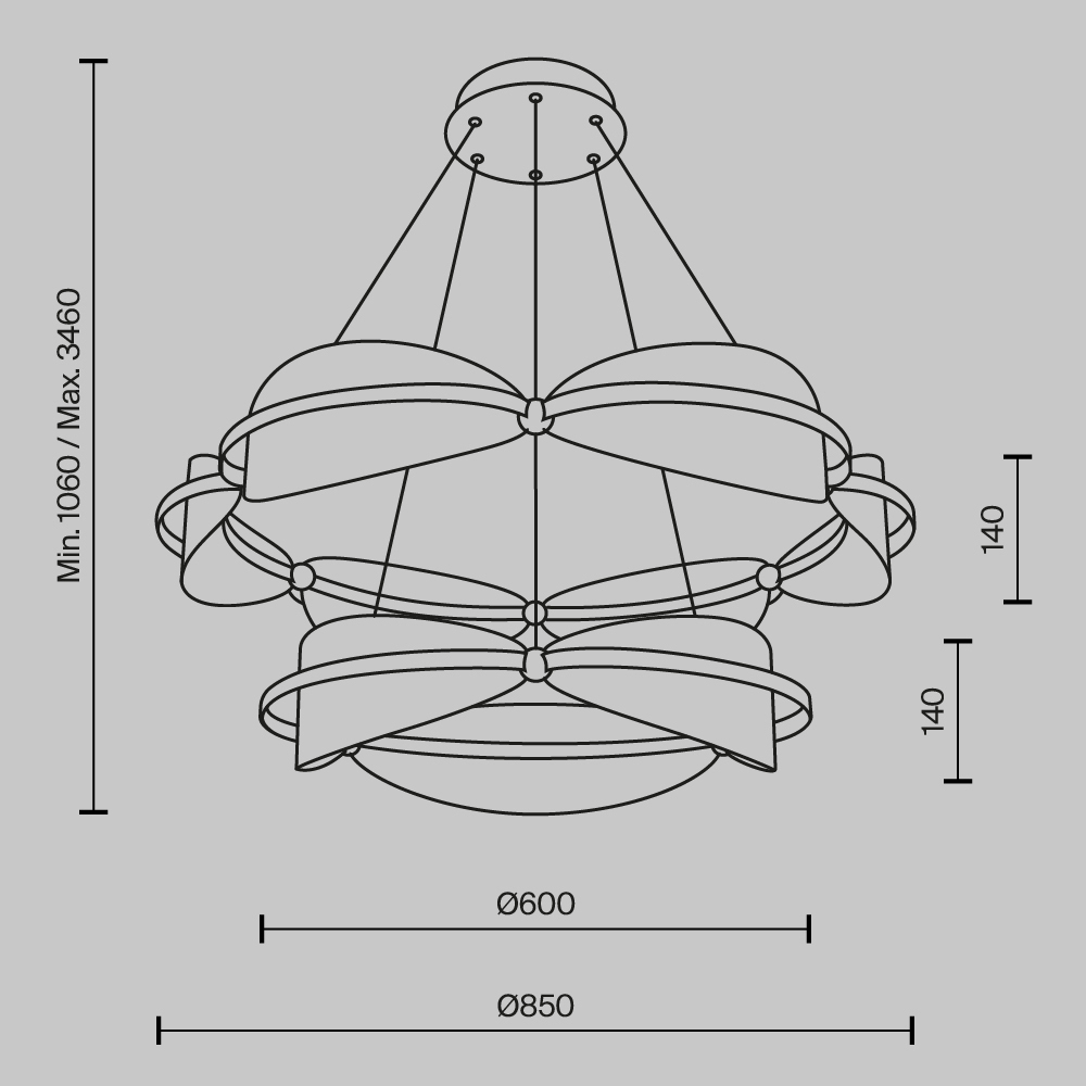 Подвесная светодиодная люстра Maytoni Breeze MOD281PL-L80BS3K