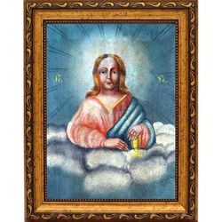 Спас на облацех. Икона Иисуса Христа на холсте.