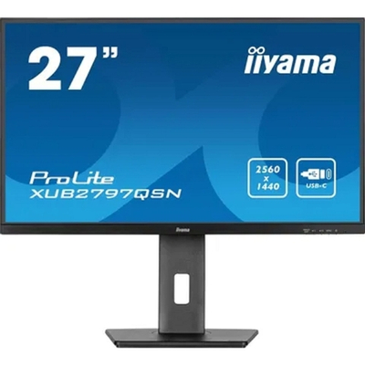 LCD IIYAMA 27" XUB2797QSN-B1 черный {IPS 2560x1440 100Hz 1ms 250cd HDMI DisplayPort USB3.2 USB-C3.2(65W) USB-C3.2(15W) RJ-45 2x2W HAS Pivot}