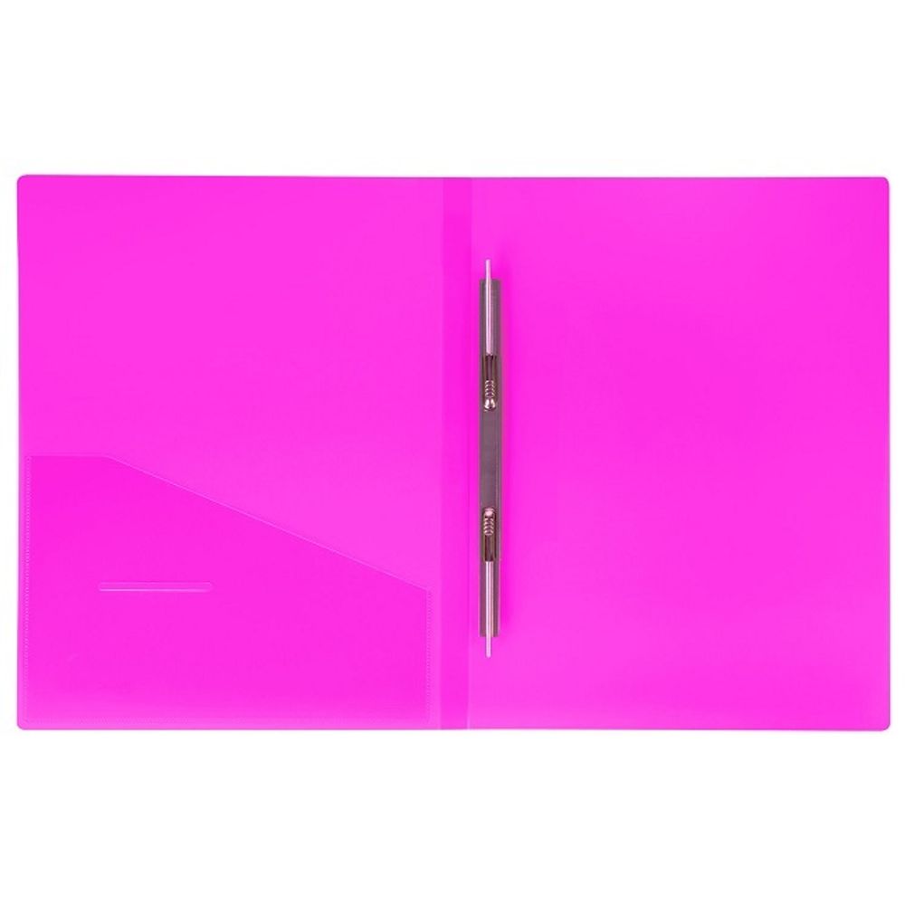 Папка с пружинным cкоросшивателем Brauberg Neon, 700мкм, корешок 16мм с карманом, розовая