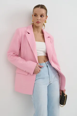 Приталенный жакет со стежкой розового цвета