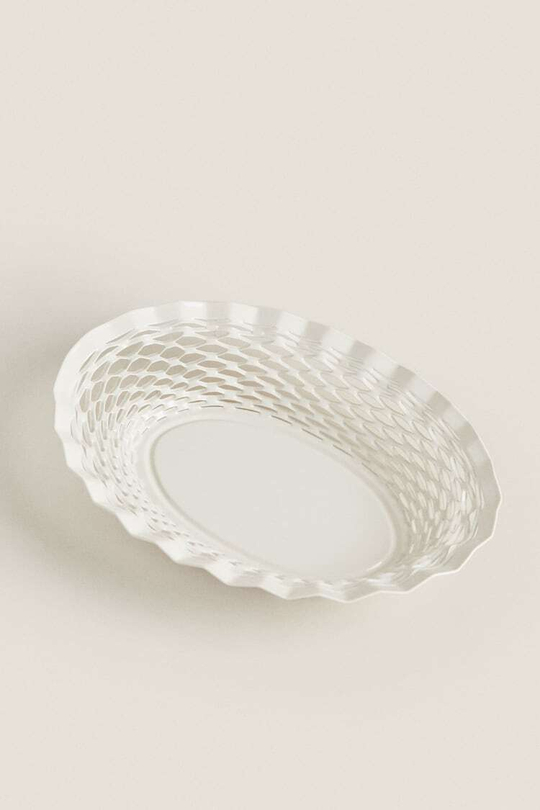 ZARA HOME МЕТАЛЛИЧЕСКАЯ ЧАША С АЖУРНЫМ КРАЕМ, КРЕМОВЫЙ