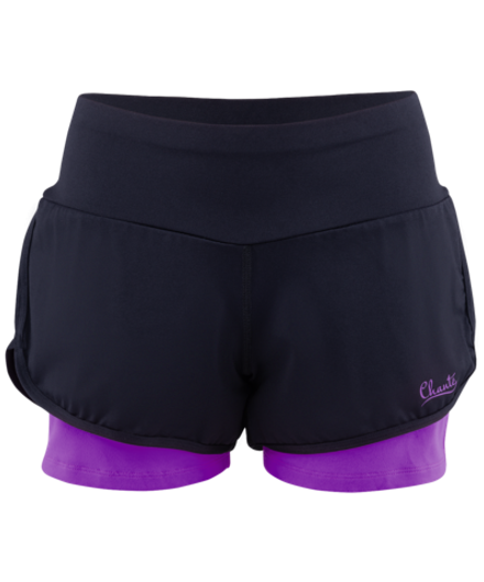 Шорты гимнастические Betta двойные, черный/фиолетовый
