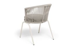 "Люксембург" стул плетеный из роупа, каркас из стали (RAL1013) муар, роуп бежевый круглый, ткань бежевая 15052