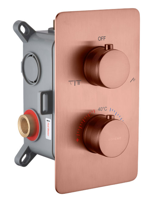 Смеситель встроенный с термостатом 2-х проходной CELL COPPER BRUSHED