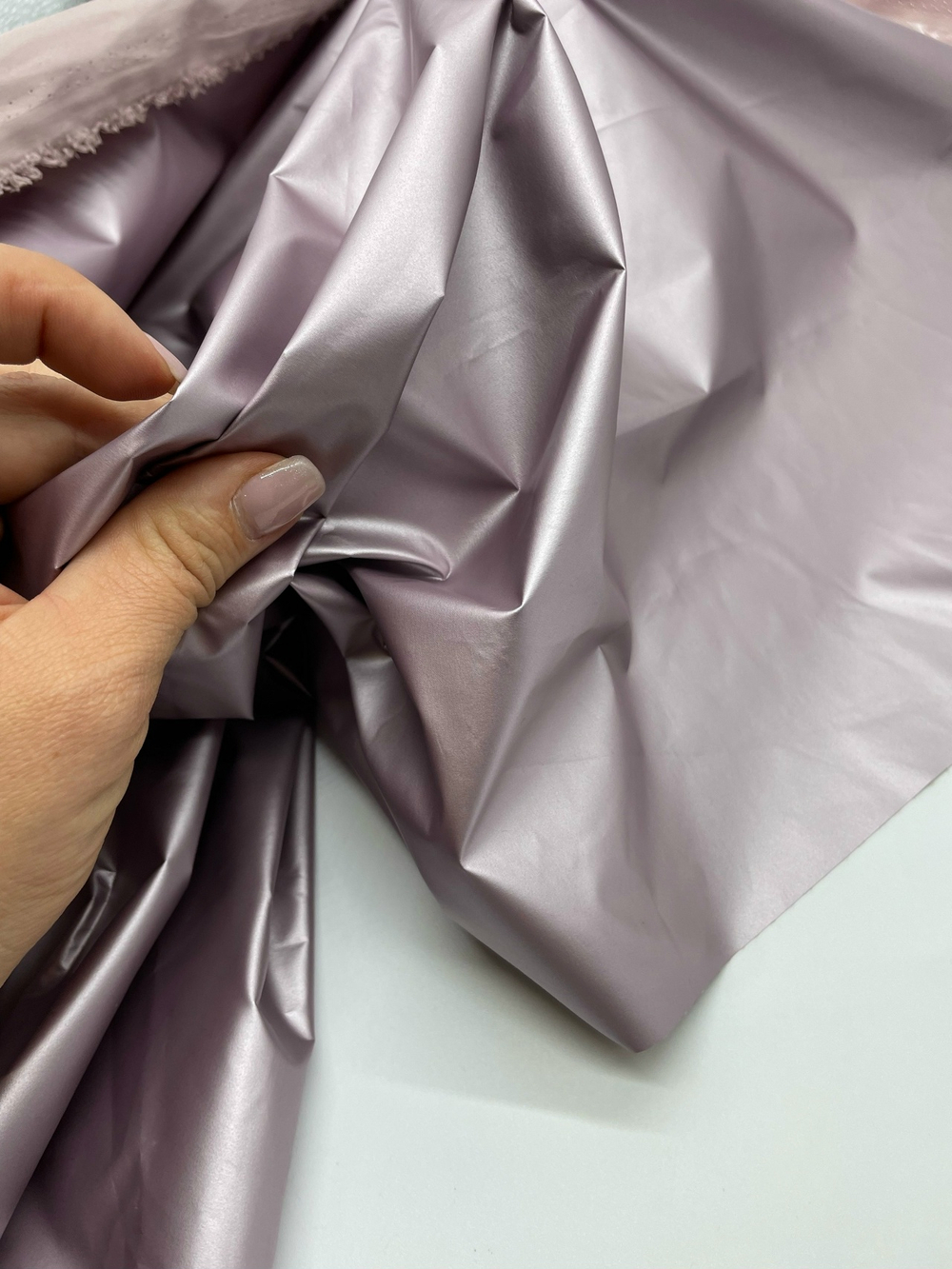 Курточная ткань пудра перламутр