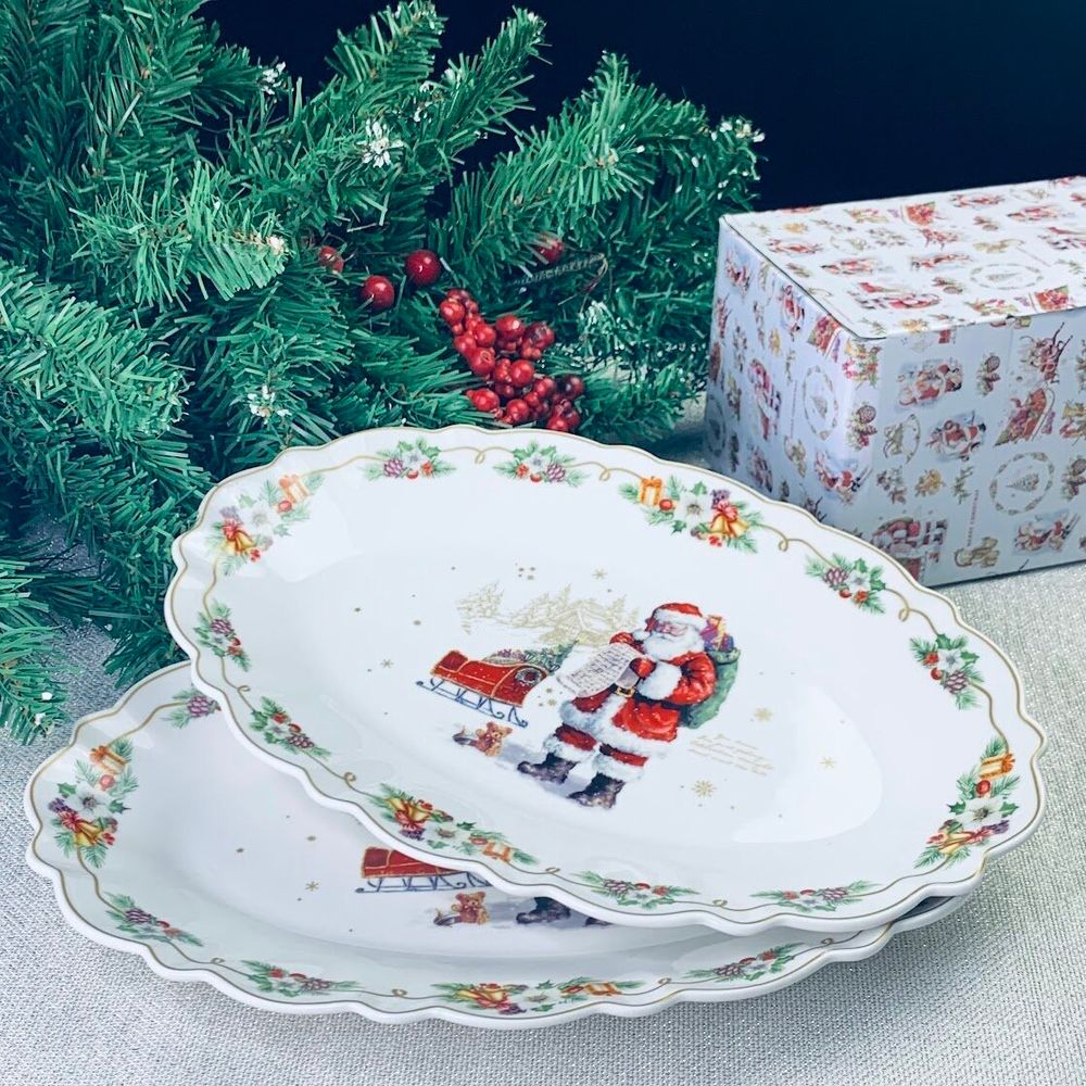 Lenardi 205-306 Набор из 2 овальных блюд 31 см НОВЫЙ ГОД в под.уп.(х12)Фарфор