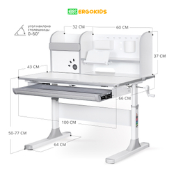 Письменный стол для школьников Ergokids Edmonton с полкой надстройкой