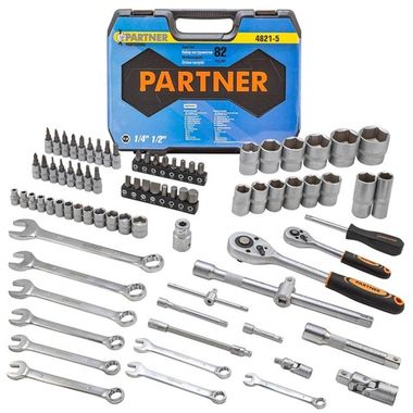 Набор инструментов 82 пр.1/4''&amp;1/2''(6-гран)(4-32мм) Partner PA-4821-5
