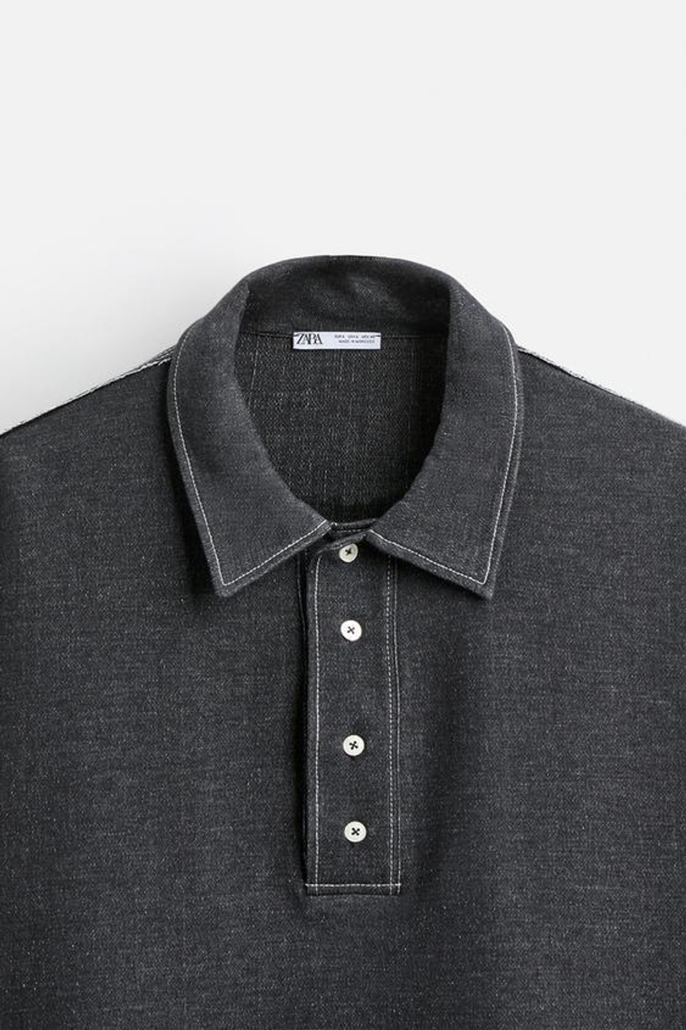 ZARA ПОЛО С КОНТРАСТНОЙ СТРОЧКОЙ, МОРСКОЙ СИНИЙ