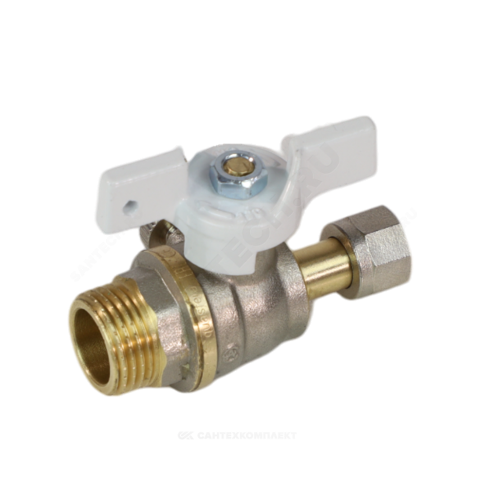 Кран для манометра шаровой латунь 1125 Standard Ду 15 Ру40 НР/нак/гайка G1/2" Aquasfera 1125-02