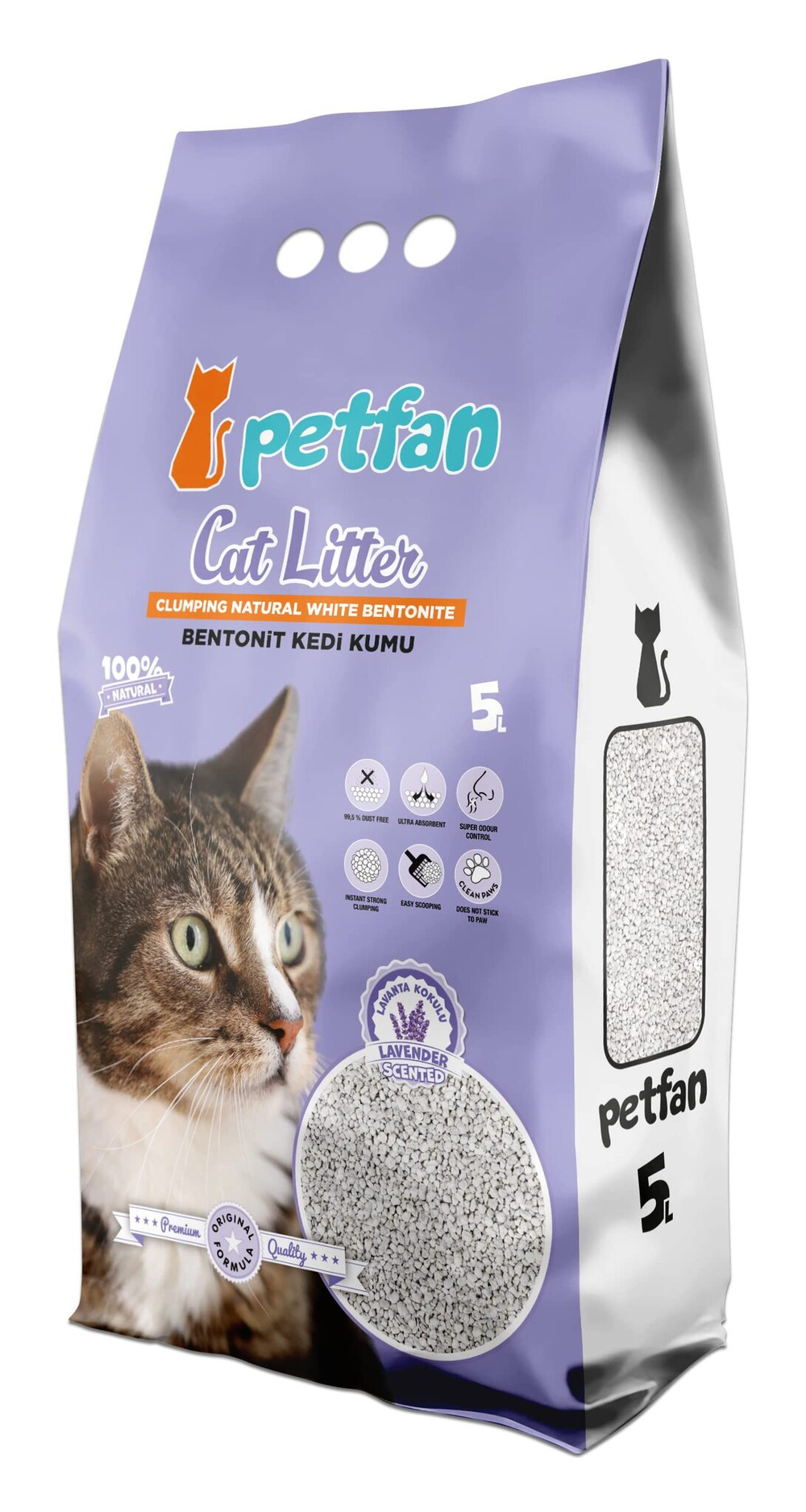 Бентонитовый наполнитель PetFan Natural с запахом лаванды