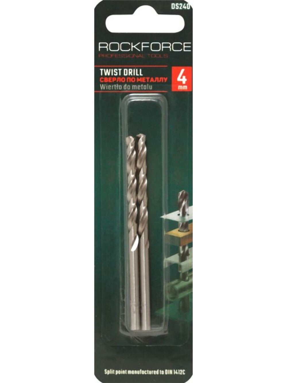 Сверло по металлу 4мм HSS(2шт), в блистере RockForce##Rock FORCE RF-DS240