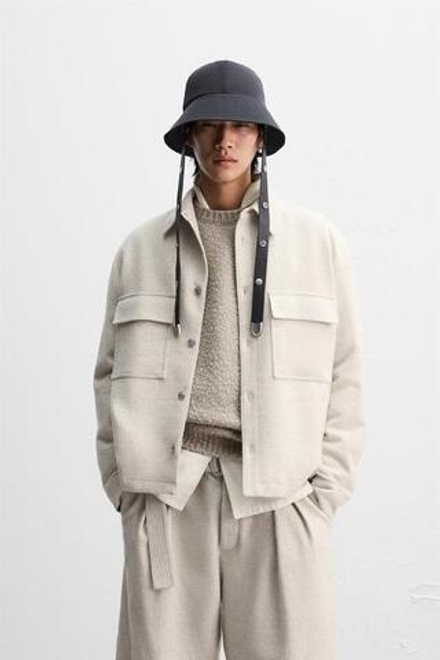 ZARA X NANUSHKA ТОНКАЯ КУРТКА С КАРМАНАМИ, ЭКРЮ