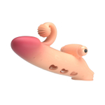 Телесная вибронасадка на пенис с подхватом мошонки - 20 см. (Цвет: телесный)